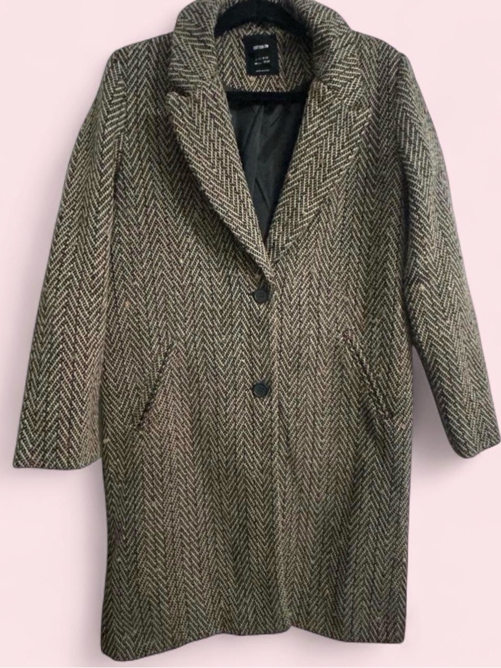 Vintage Inspired Fall Cotton On Women's Herringbone Coat
